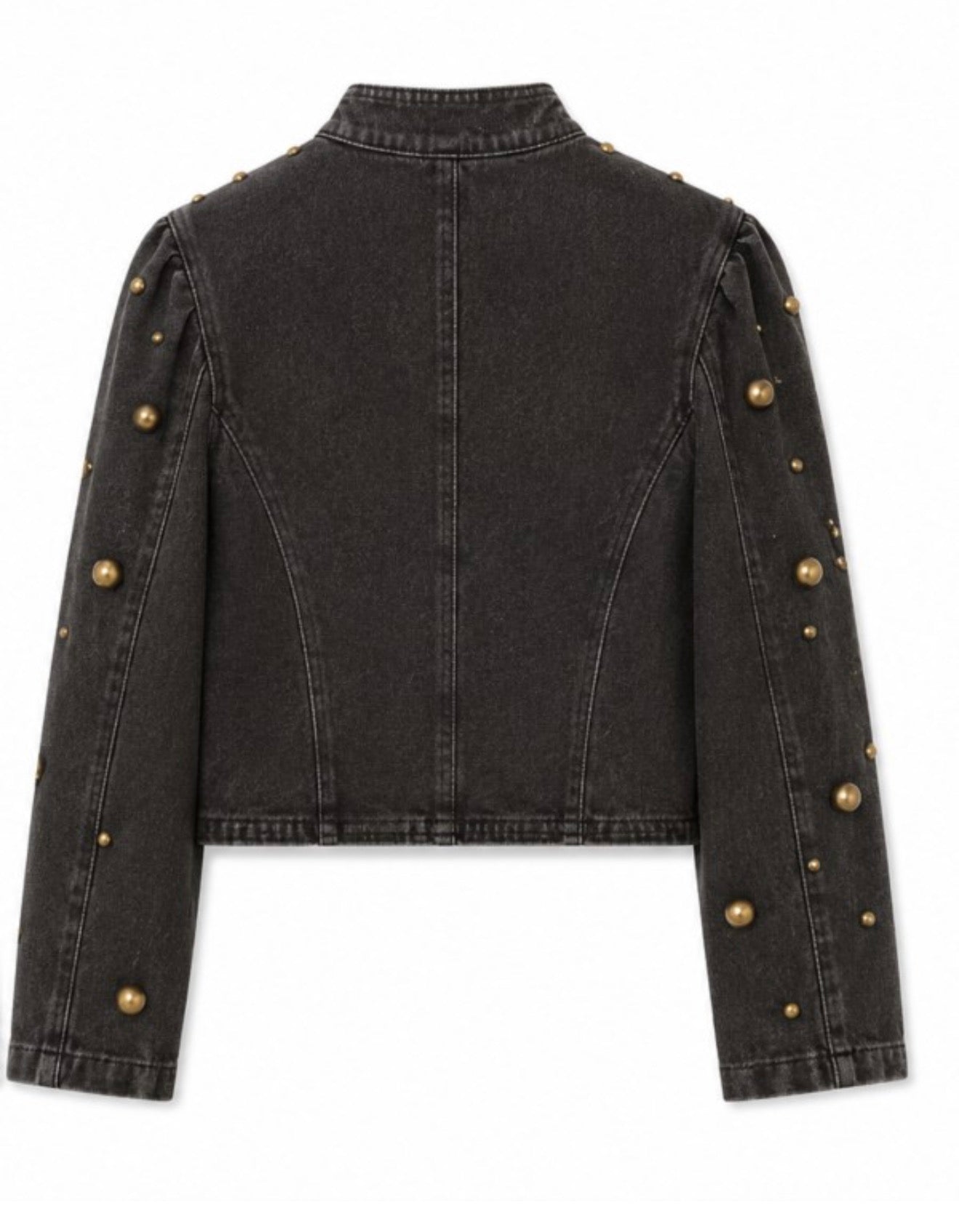 GOLD STUD EMBELLISHED DENIM JACKET