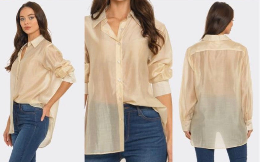 SKY SHEER BUTTON-DOWN SHIRT