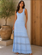 SKY BLUE LACE KNIT MAXI DRESS