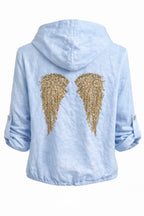 LINEN ZIP-UP HOODIE