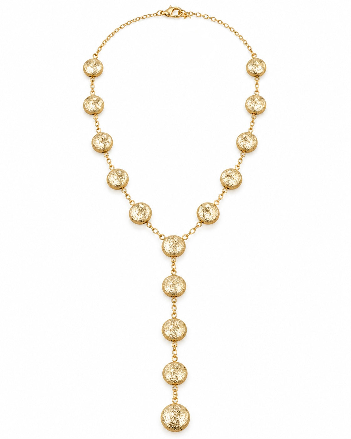 GOLDEN DISC LARIAT NECKLACE