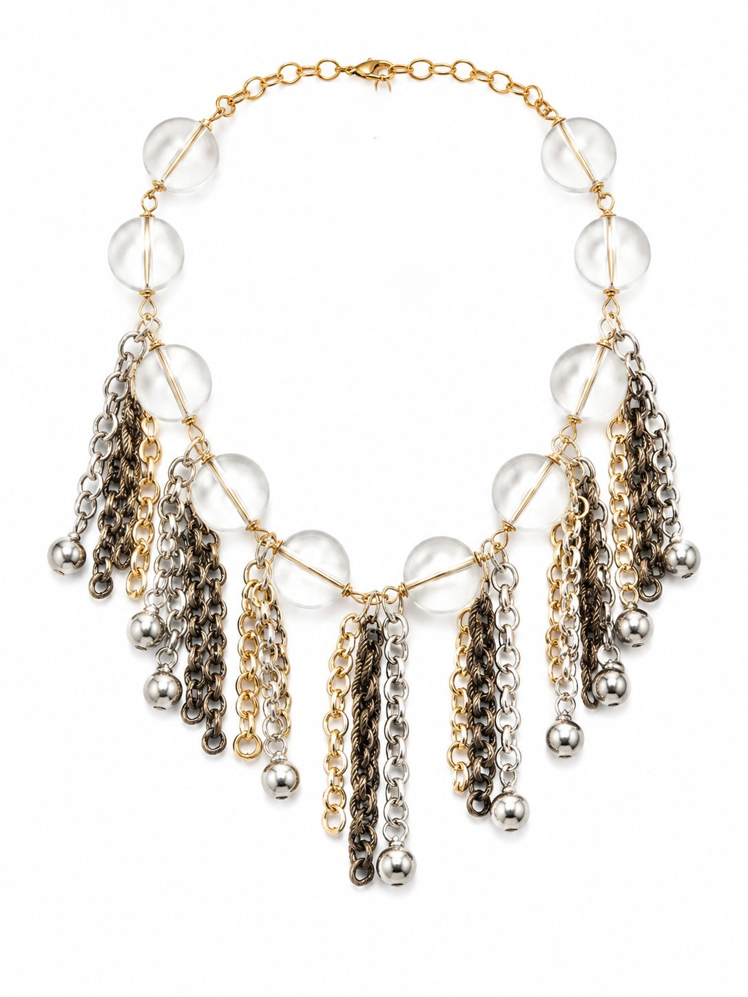 CRYSTAL CHAIN FRINGE NECKLACE