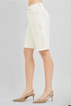 RISEN FLORAL EMBROIDERED DENIM BERMUDA