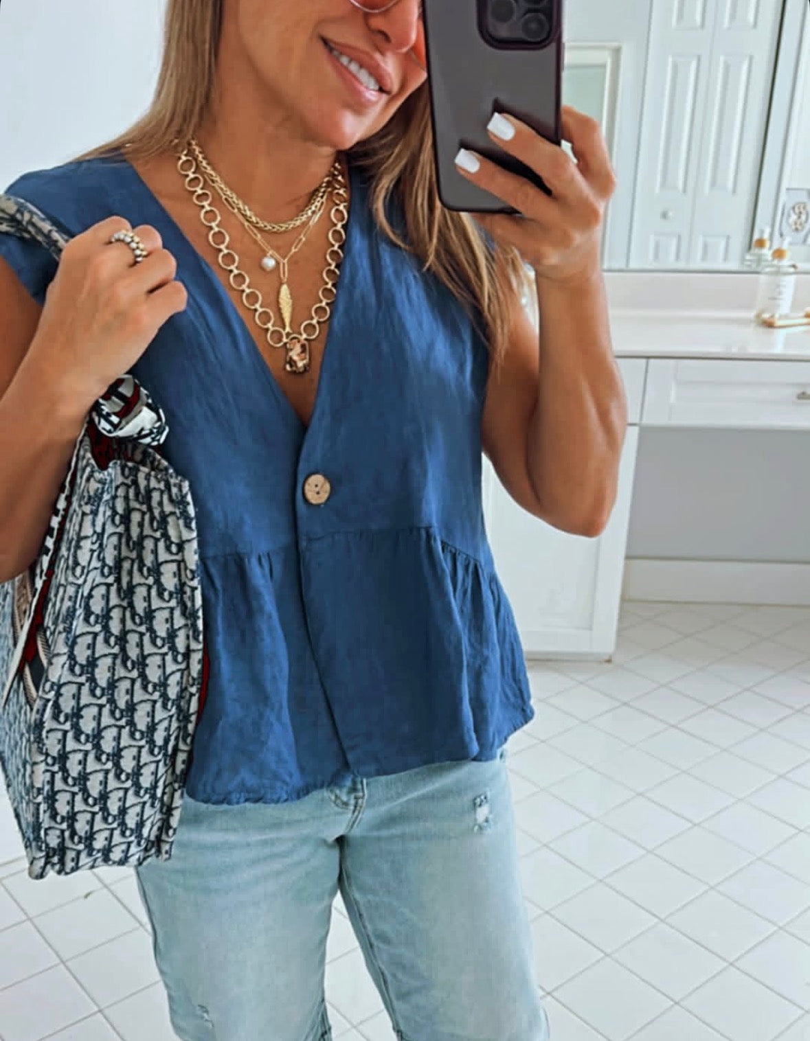 GINA LINEN ITALY TOP BLOUSE
