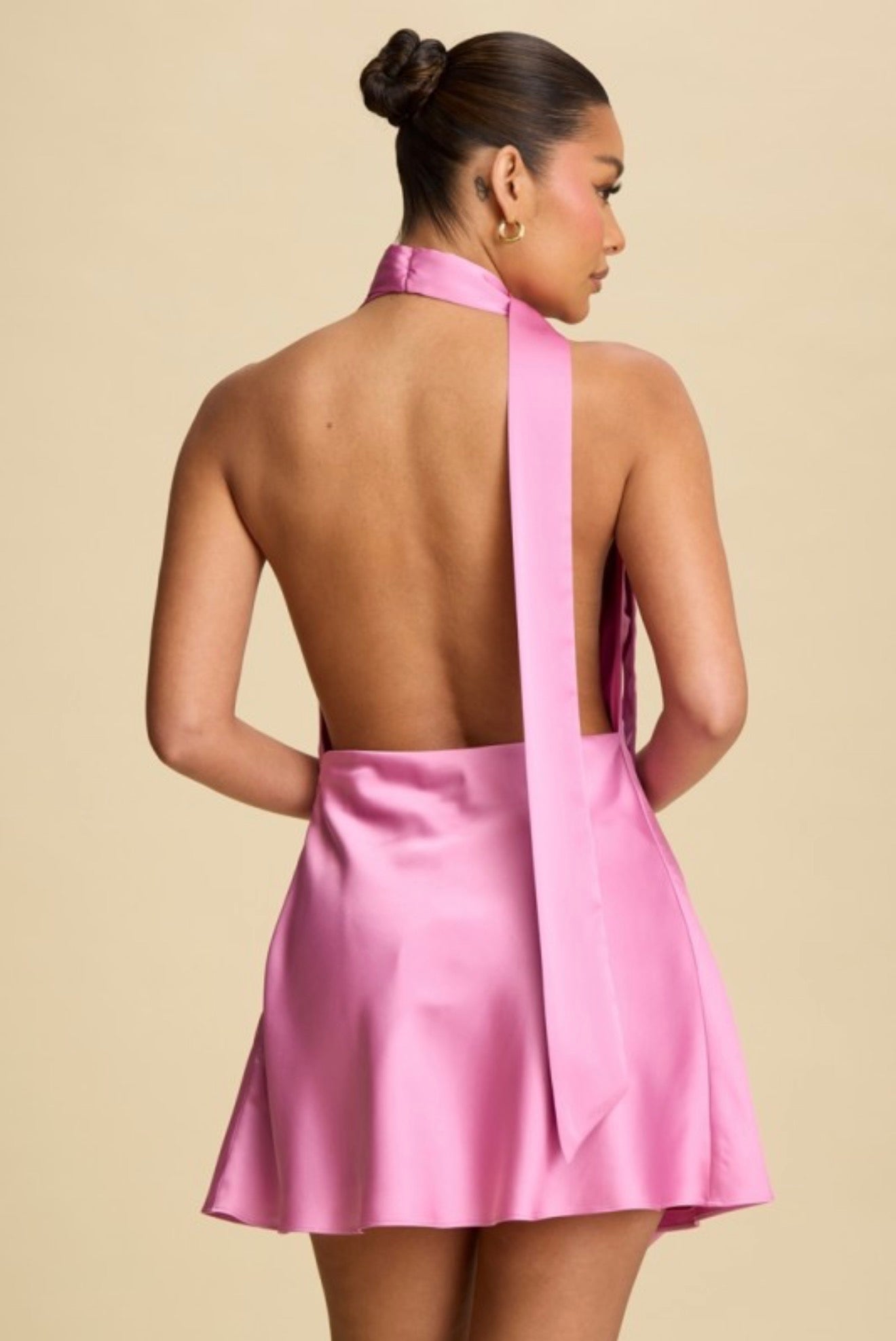 ROSA DRAPE HALTER MINI DRESS