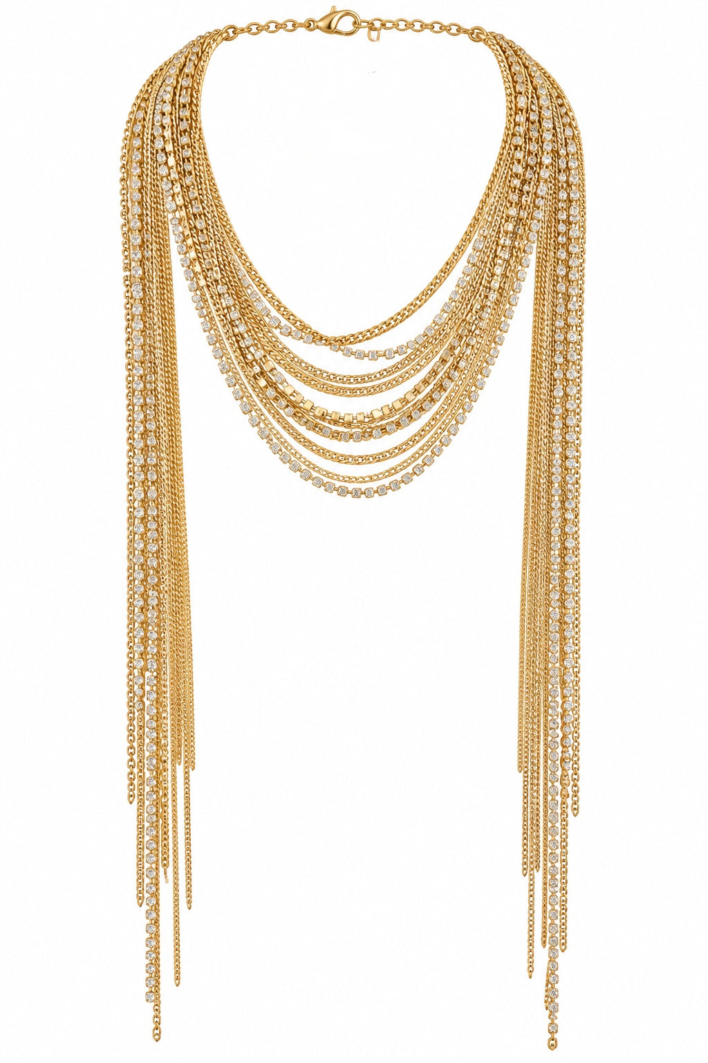 GOLD CASCADE FRINGE NECKLACE