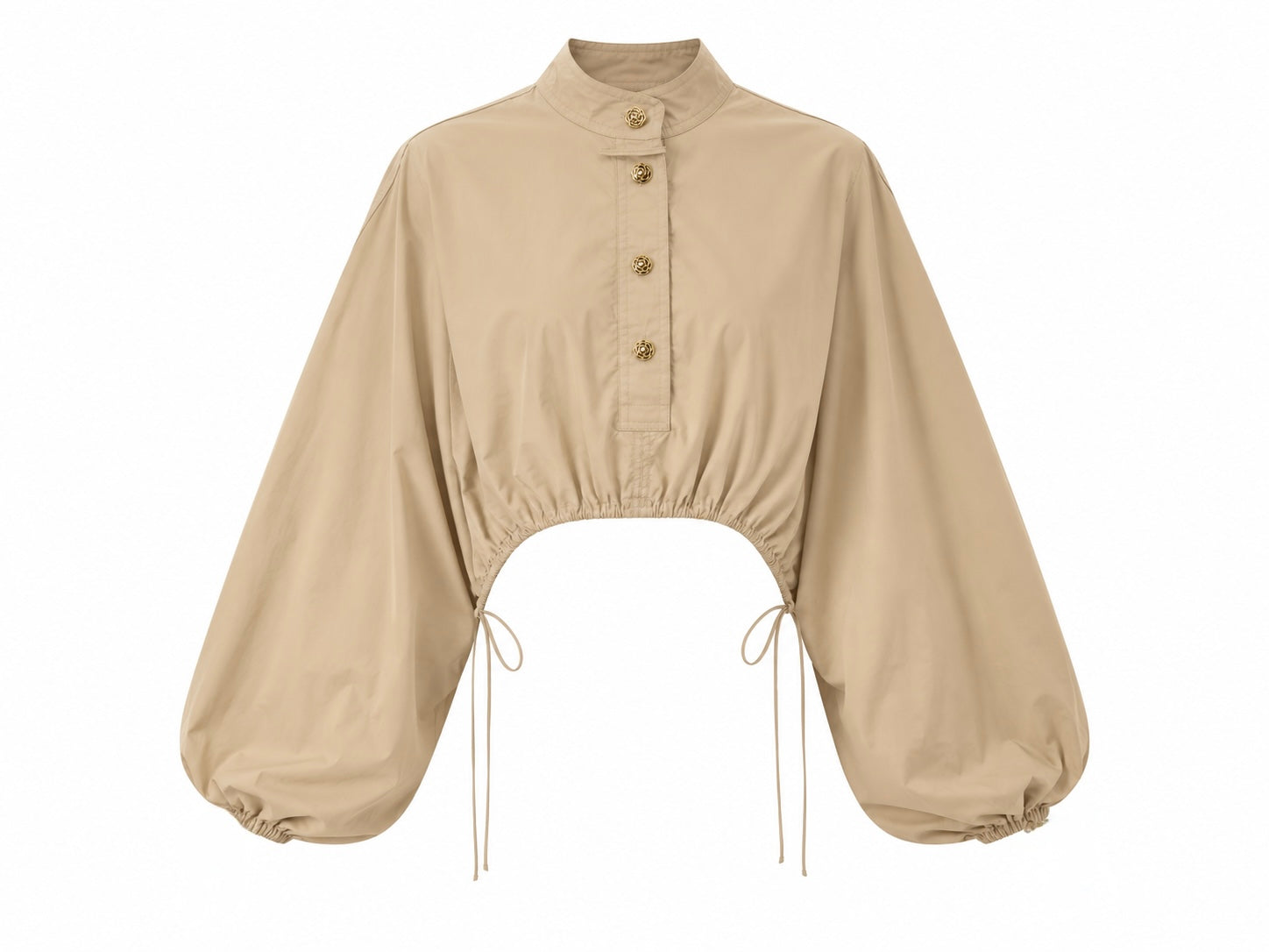 BALLOON SLEEVE CROPPED BLOUSE