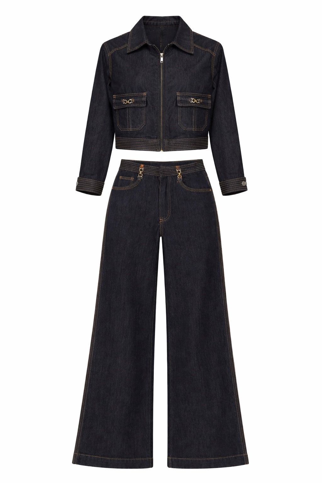 DARK DENIM STRETCH TWO PIECE SET