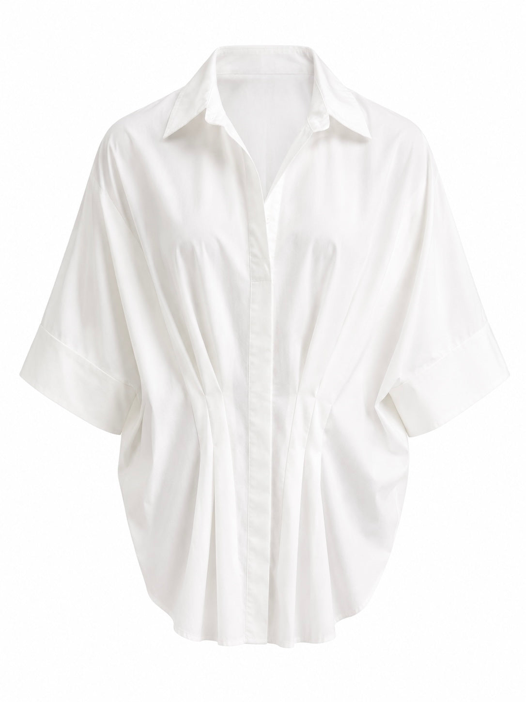 PLEATED SHORT SLEEVE SHIRT