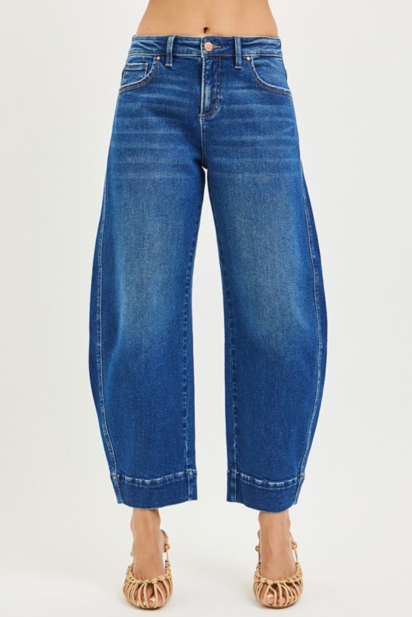 RISEN BARREL DENIM JEANS