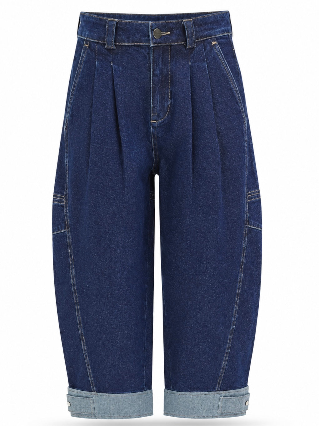 PLEATED BARREL CUFF JEANS