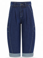 PLEATED BARREL CUFF JEANS
