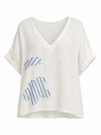 LINEN STRIPED PATCH TOP