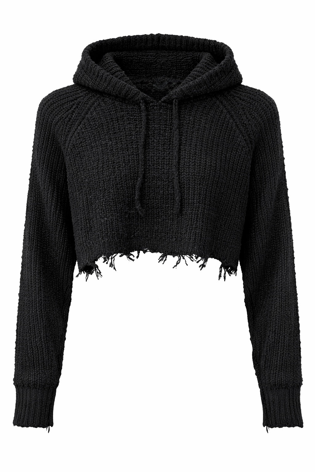 FRAYED CROPPED HOODIE
