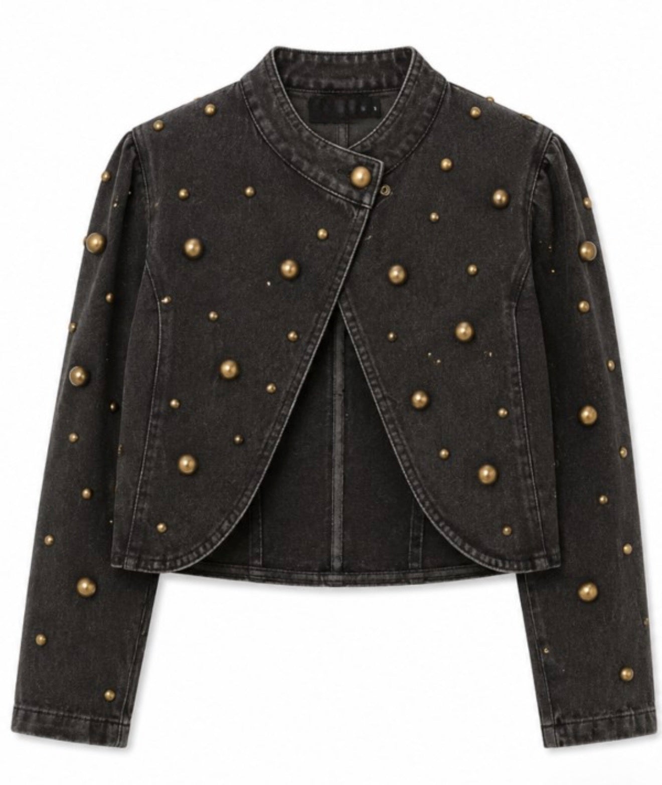 GOLD STUD EMBELLISHED DENIM JACKET