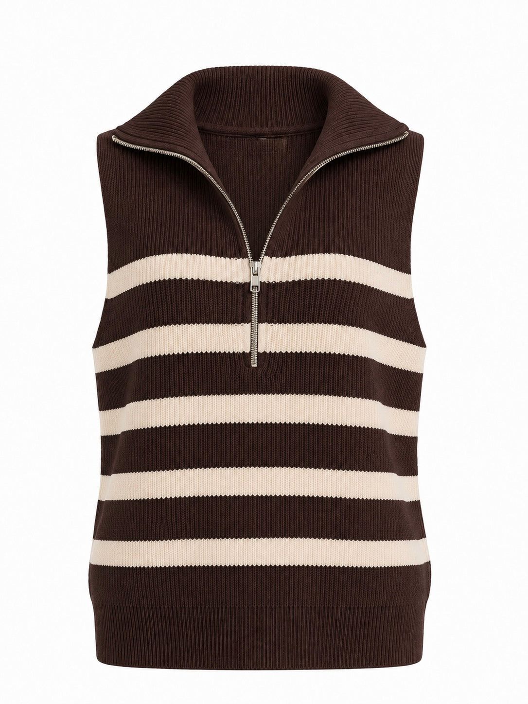 STRIPED HALF-ZIP KNIT VEST
