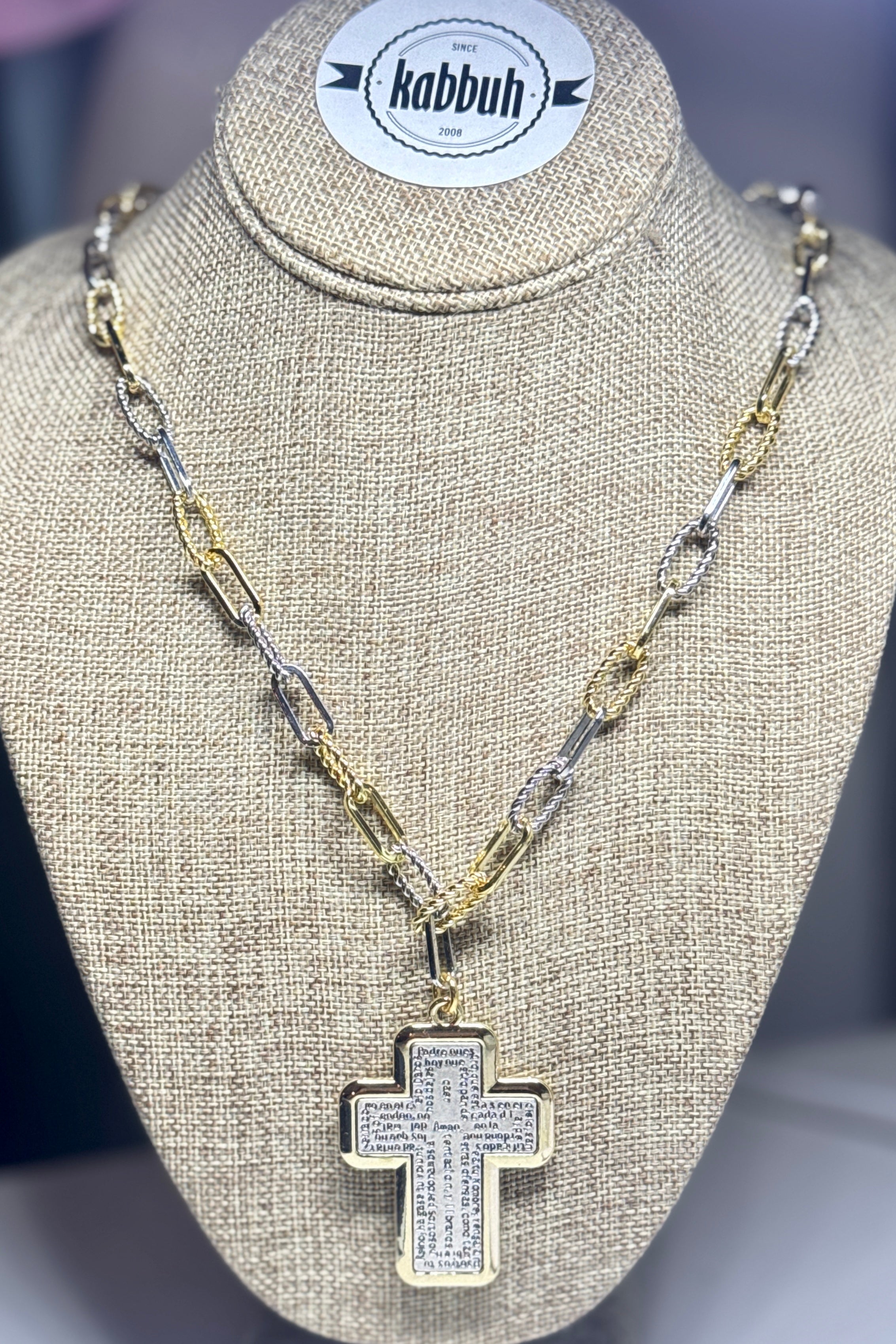 PADRE NUESTRO CRUZ NECKLACE