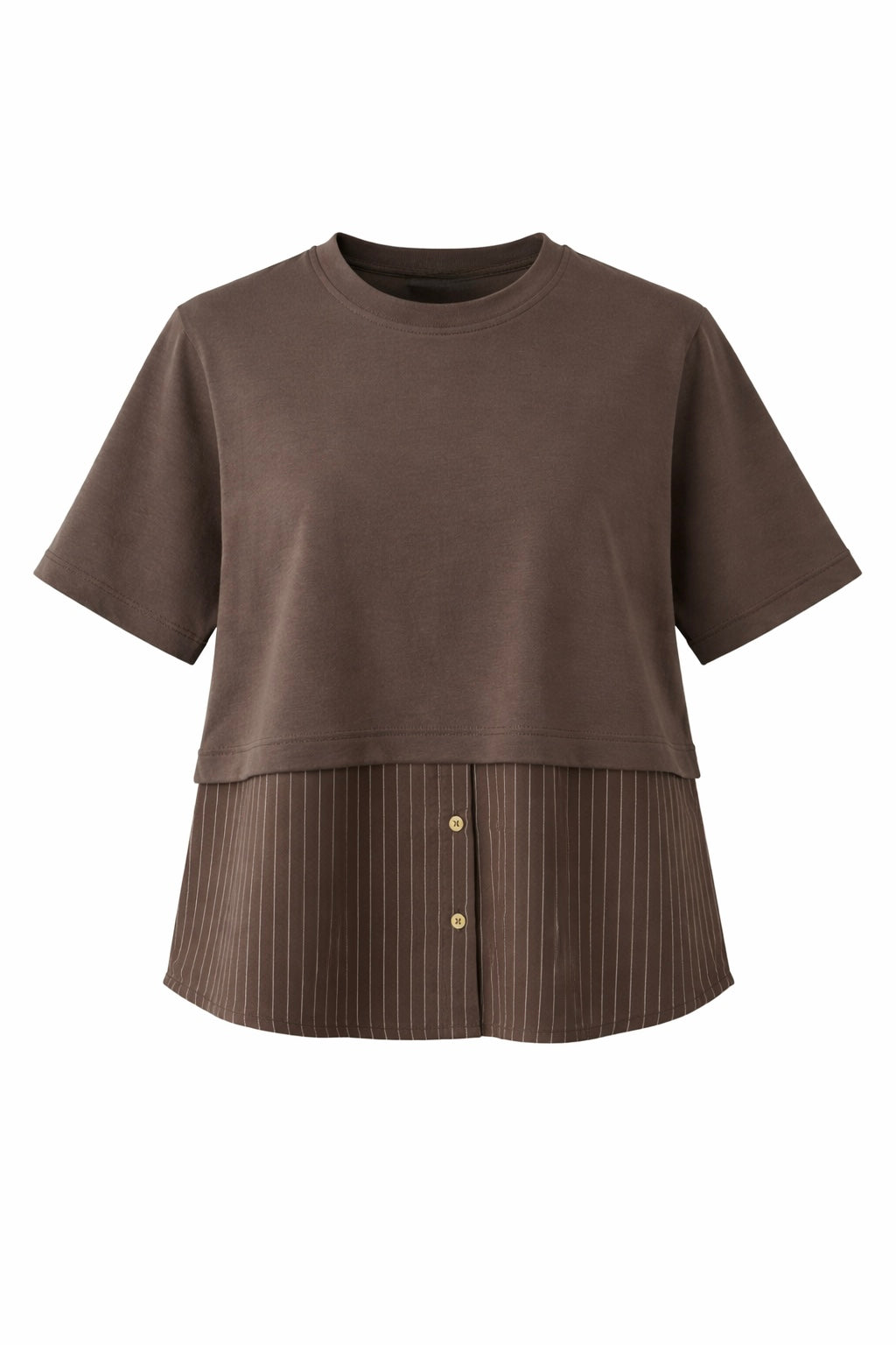 LAYERED BROWN CONTRAST T-SHIRT