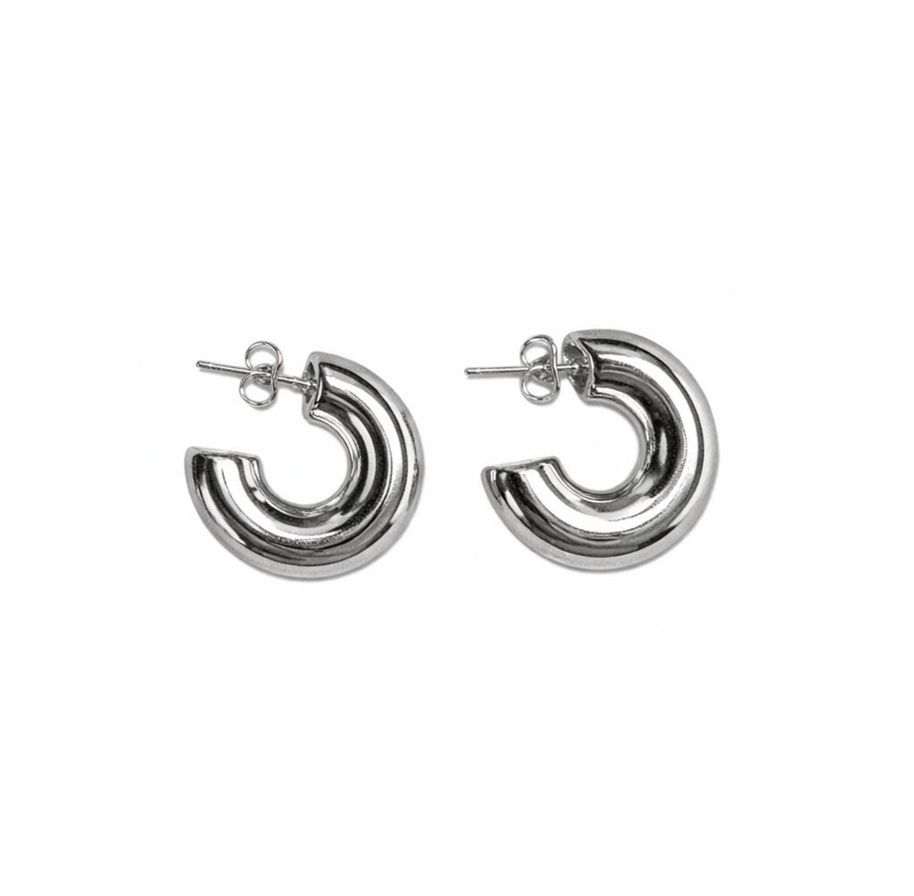 SILVER CHUNKY HOOP EARRINGS