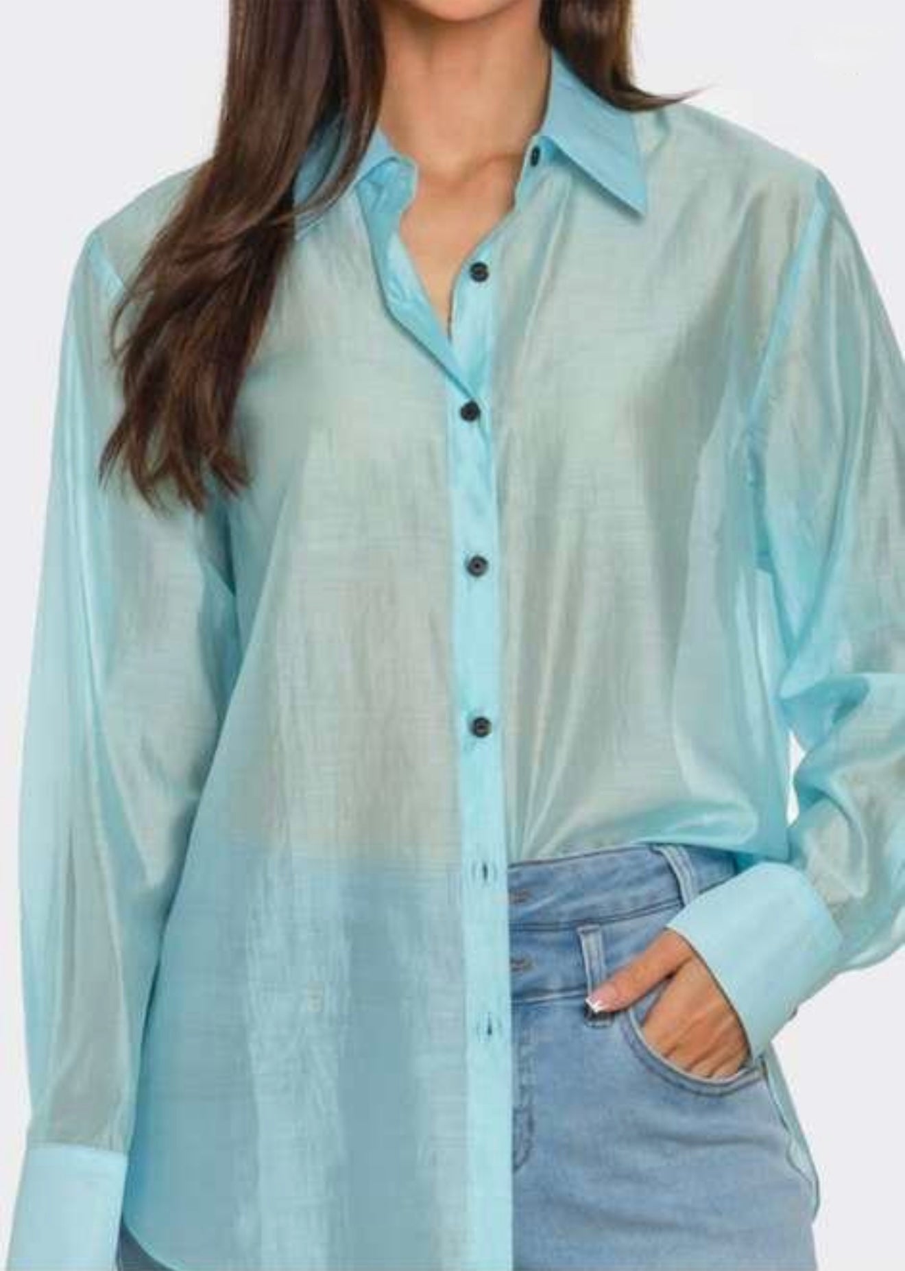 SKY SHEER BUTTON-DOWN SHIRT
