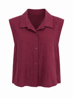 THE LINEN SLEEVELESS SHIRT