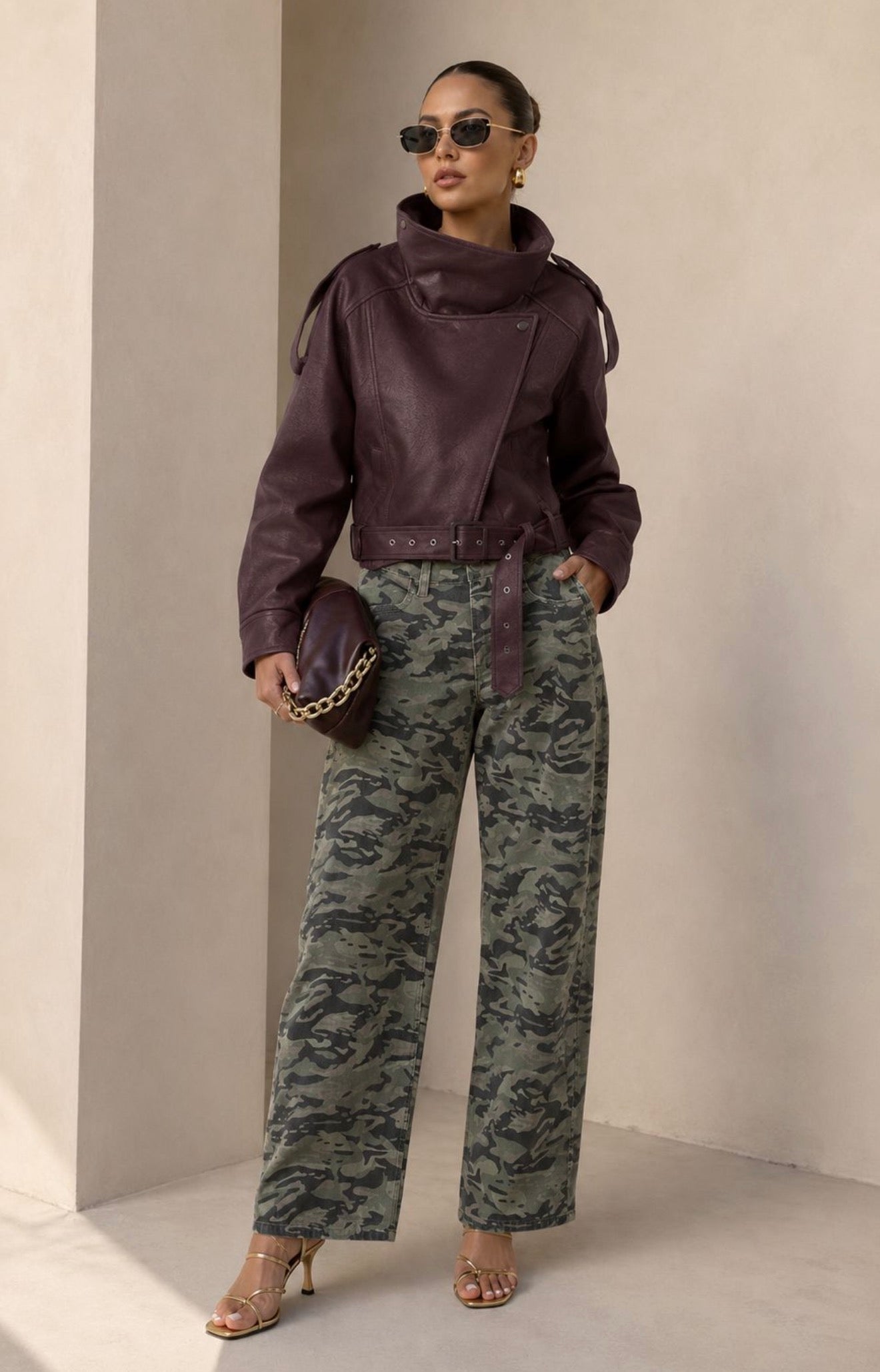CAMO WIDE LEG JEANS