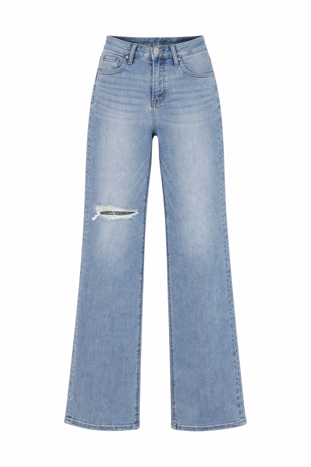 RISEN DISTRESSED WIDE LEG JEANS