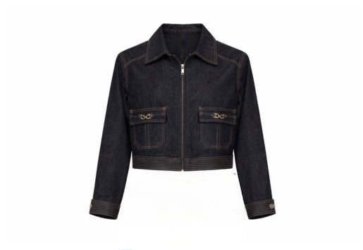 DENIM STRUCTURED CROPPED JACKET