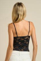 BLACK LACE V NECK BODY