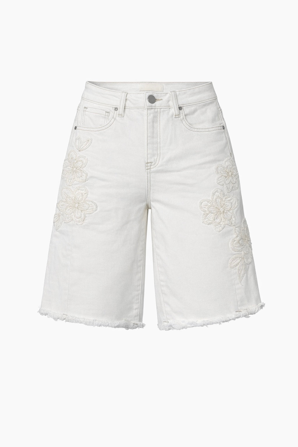 RISEN FLORAL EMBROIDERED DENIM BERMUDA
