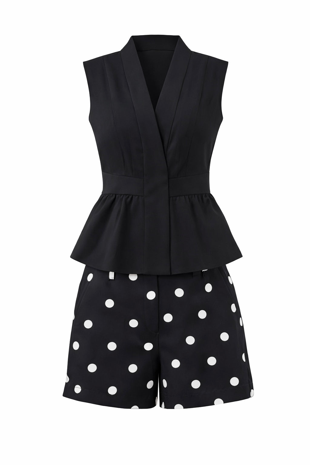 POLKA DOT BELTED TWO PIECES SET