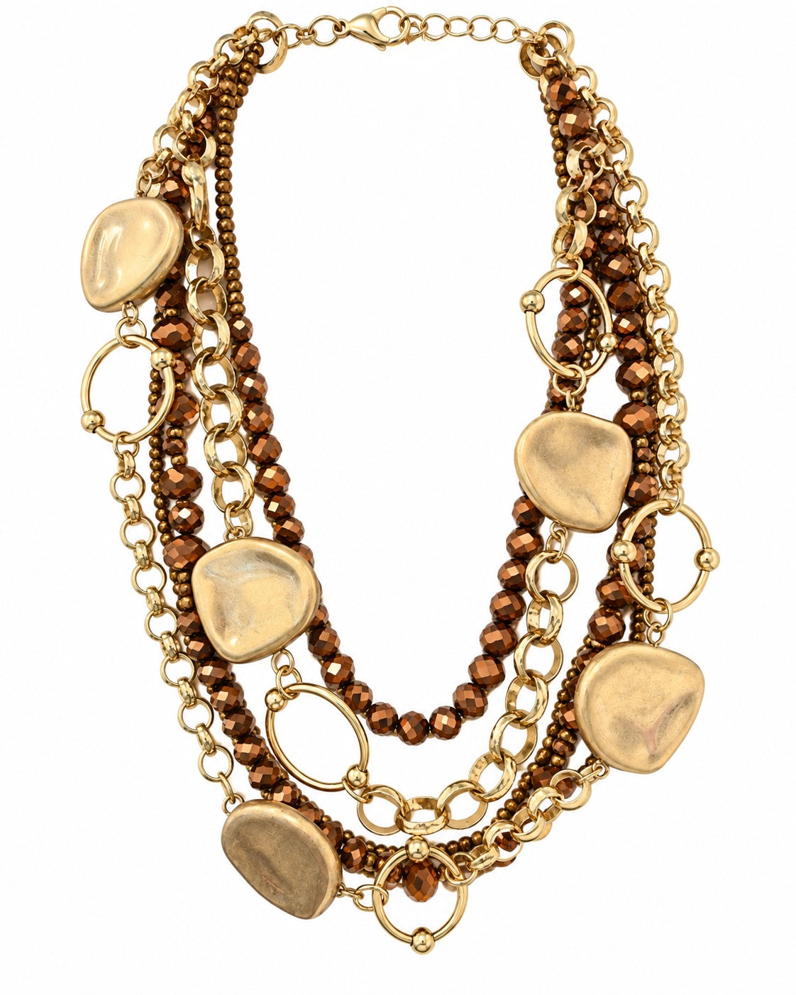 LAYERED PEARL & BRONZE STATEMENT NECKLACE