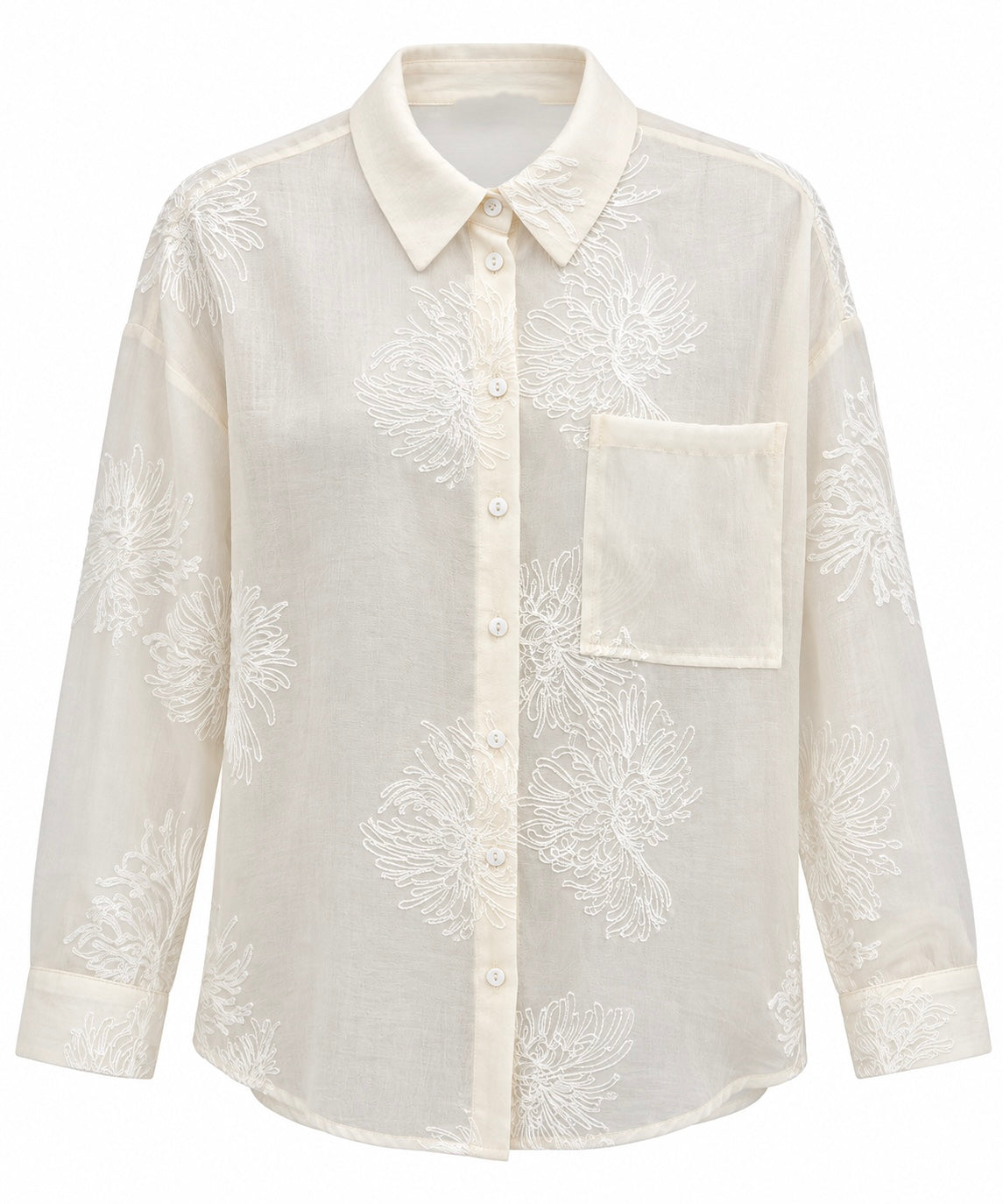 IVORY EMBROIDERED BUTTON-UP SHIRT