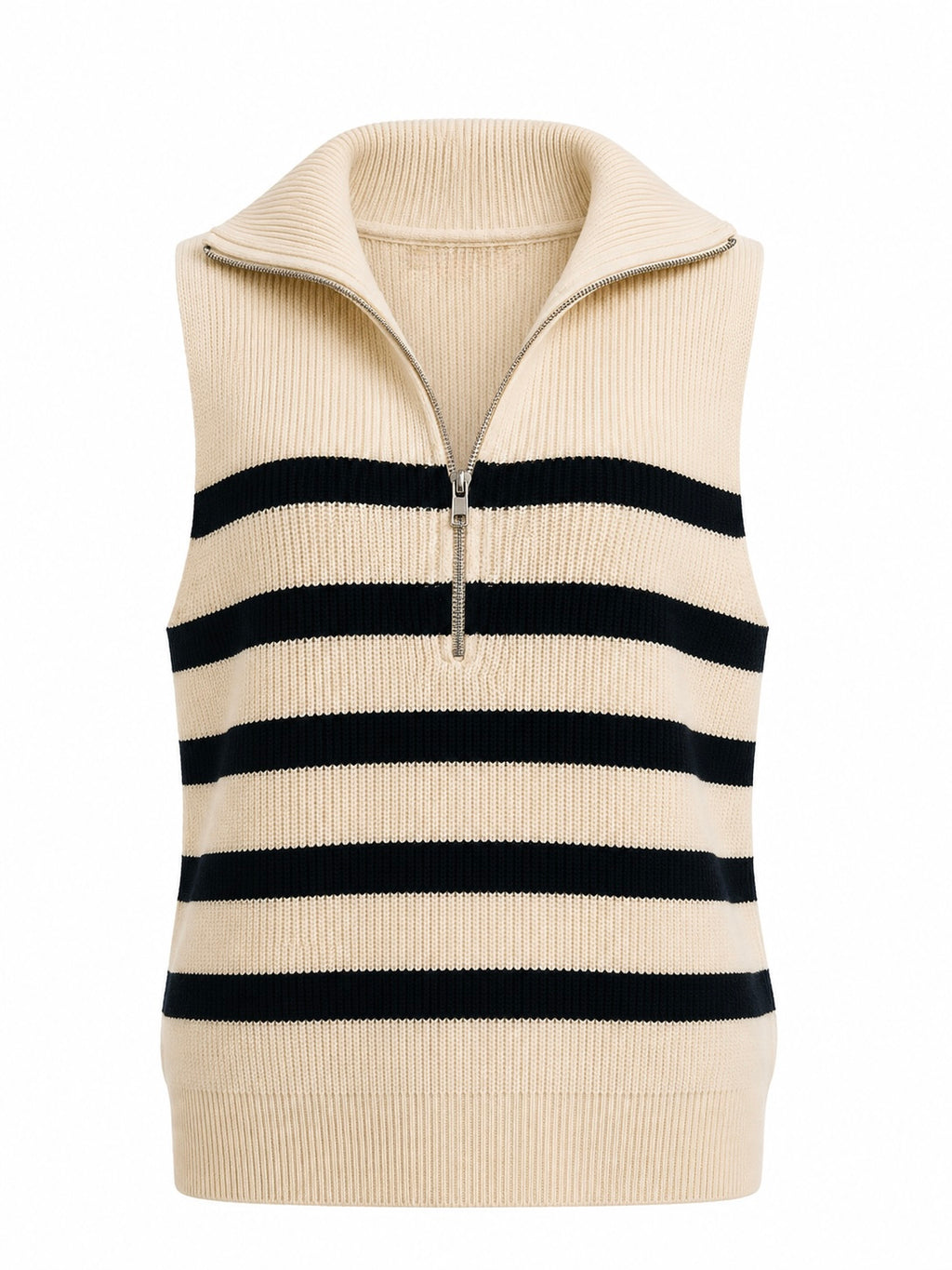 STRIPED HALF-ZIP KNIT VEST