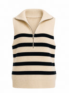 STRIPED HALF-ZIP KNIT VEST