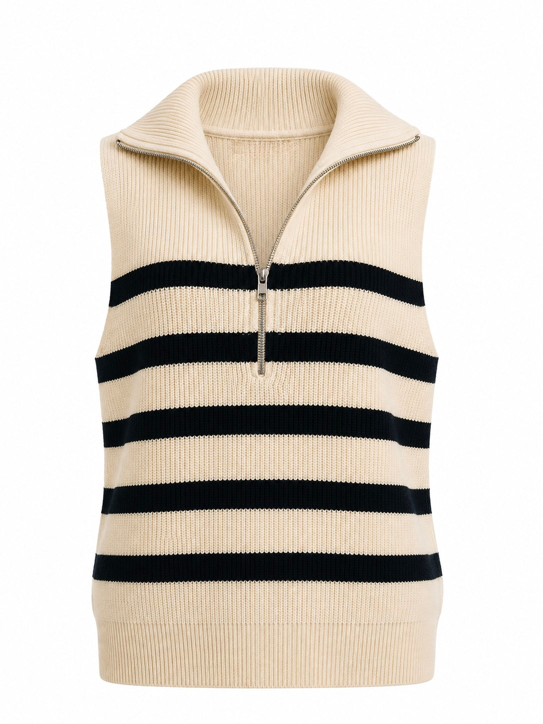 STRIPED HALF-ZIP KNIT VEST