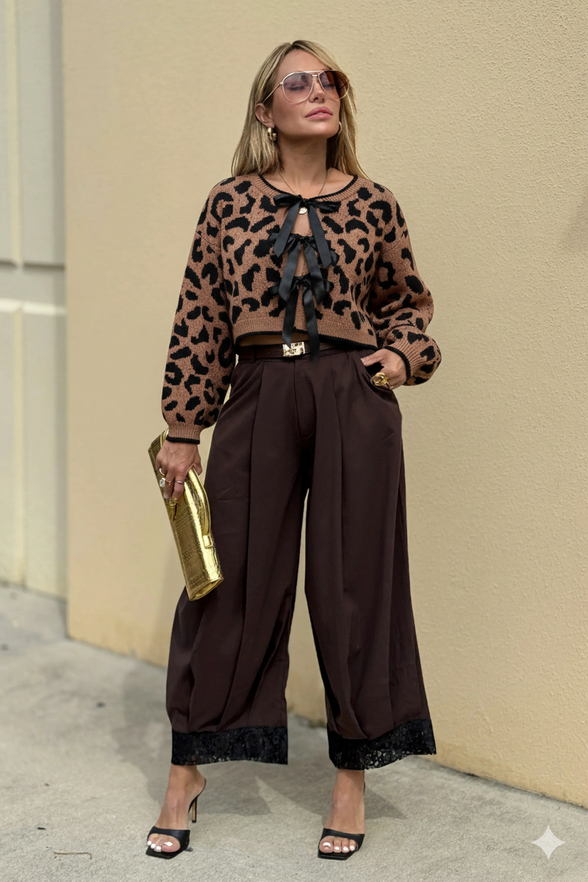 ANIMAL PRINT CROP SWEATER