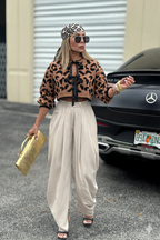 ANIMAL PRINT CROP SWEATER