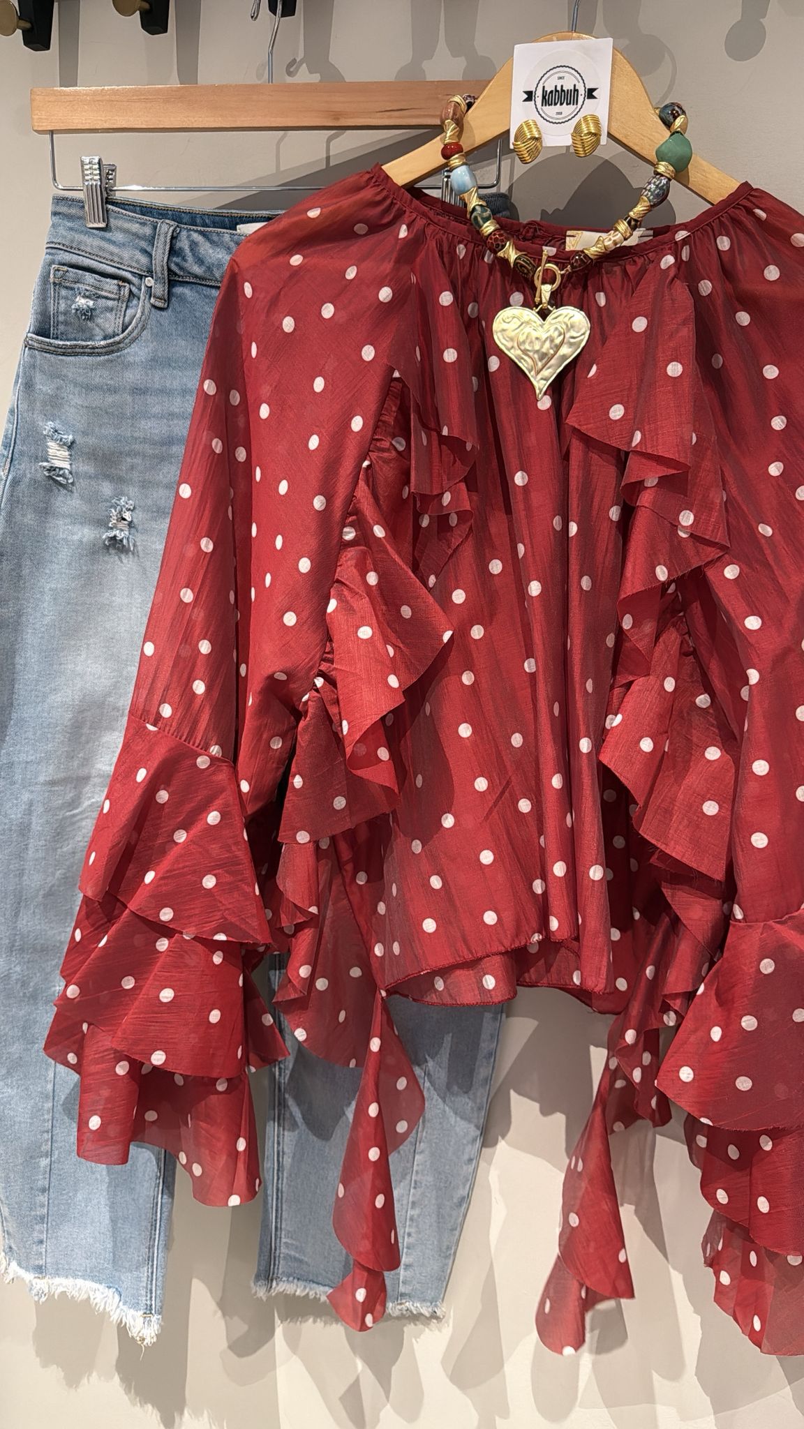 DOTS RUFFLED BLOUSE