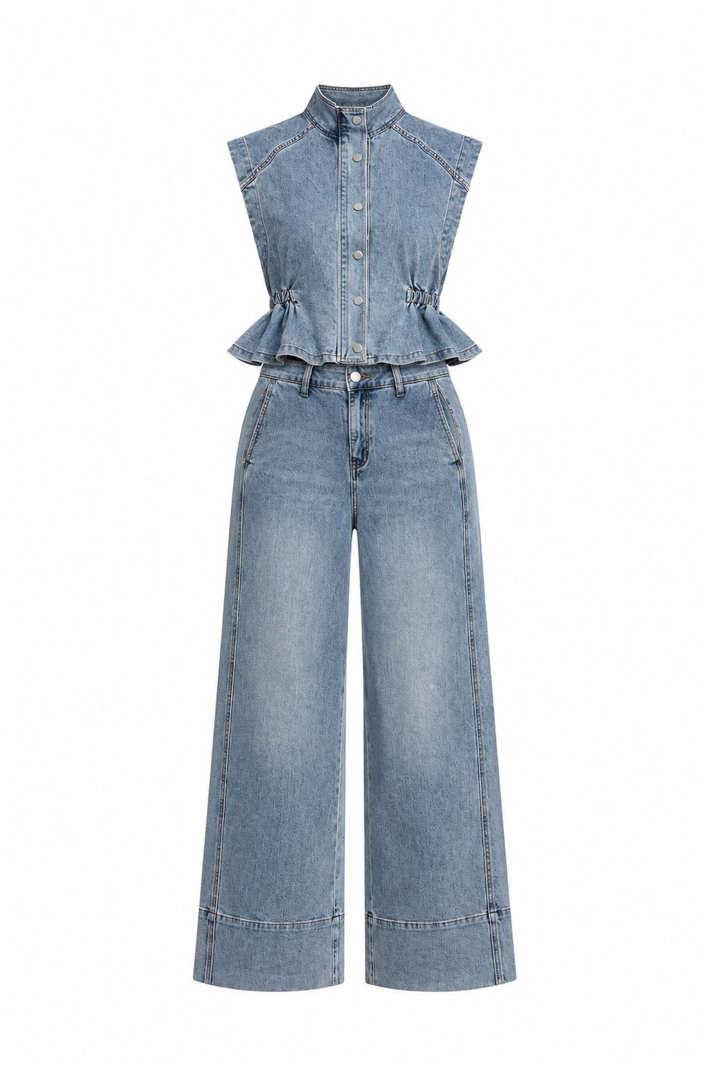 DENIM PEPLUM TWO PIECES SET