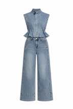 DENIM PEPLUM TWO PIECES SET