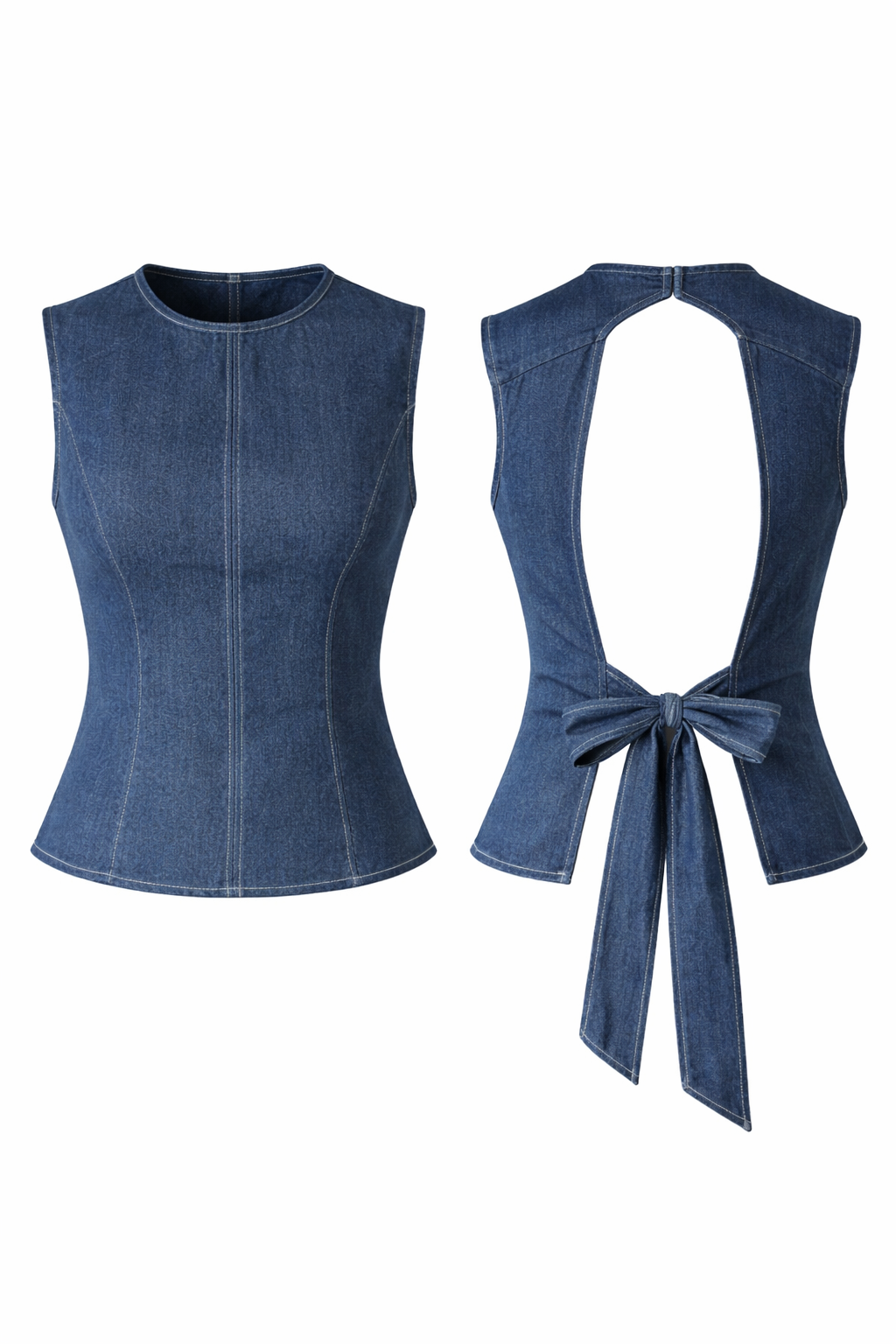 DENIM OPEN-BACK TIE TOP