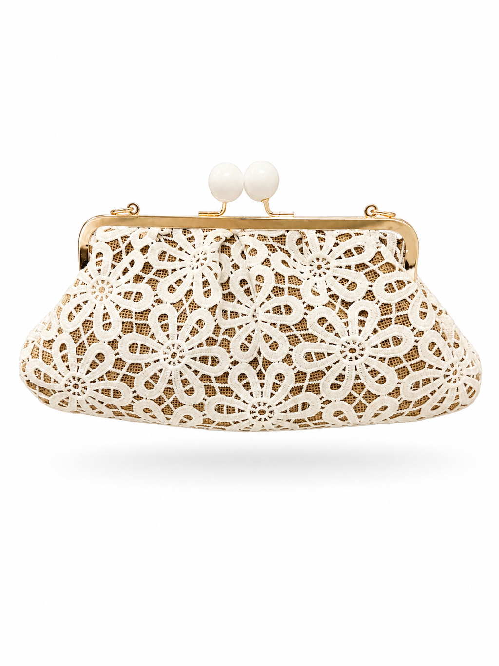 FLORAL LACE PEARL CLUTCH