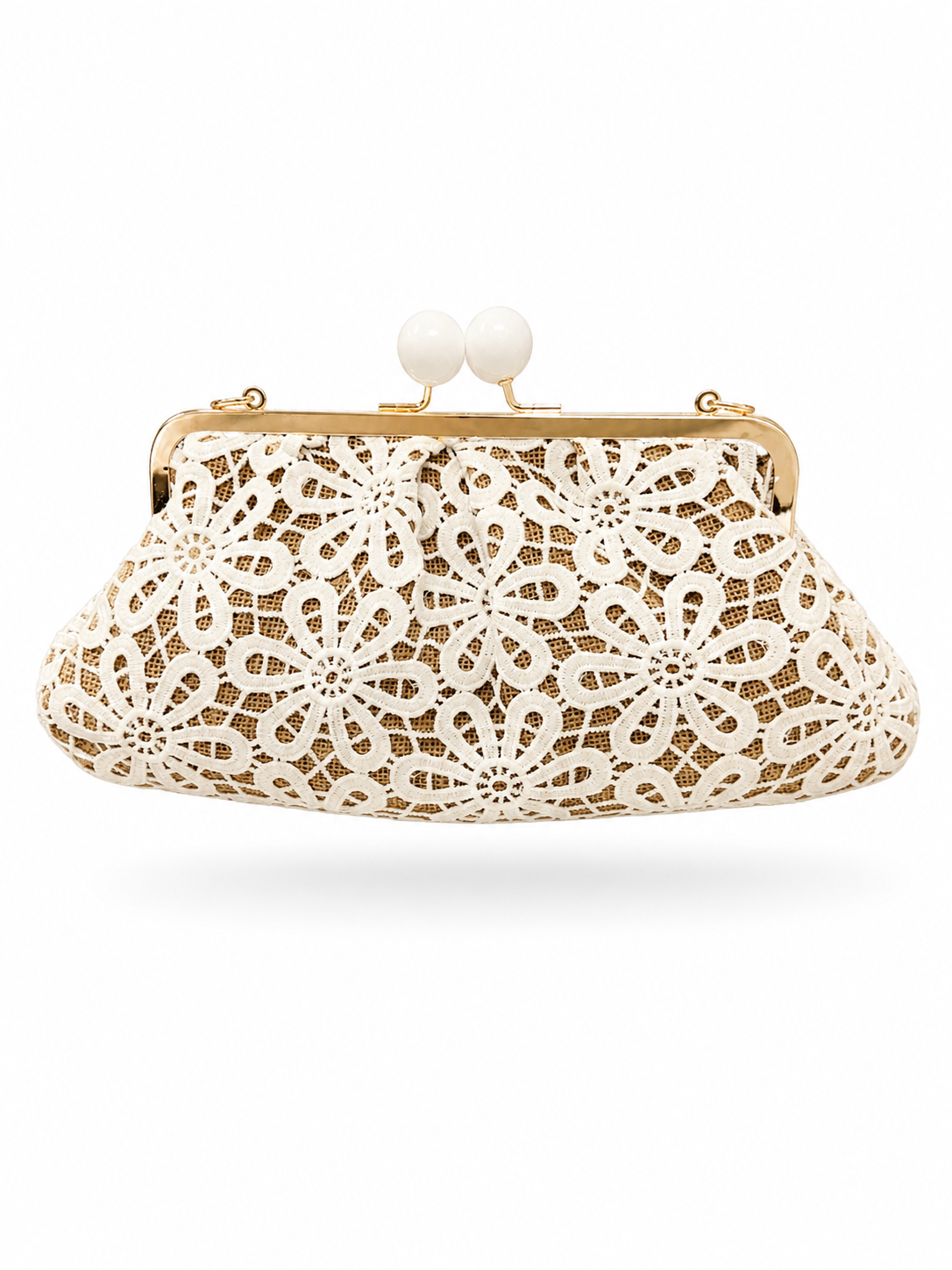 FLORAL LACE PEARL CLUTCH