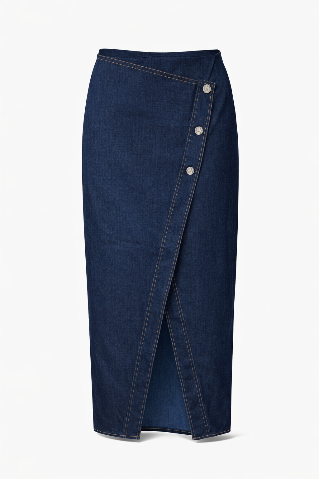 DENIM WRAP MIDI SKIRT