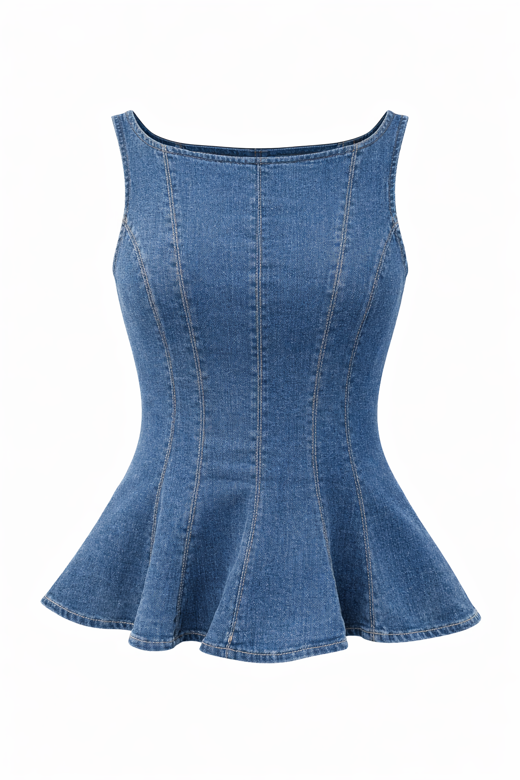 DENIM PEPLUM TOP