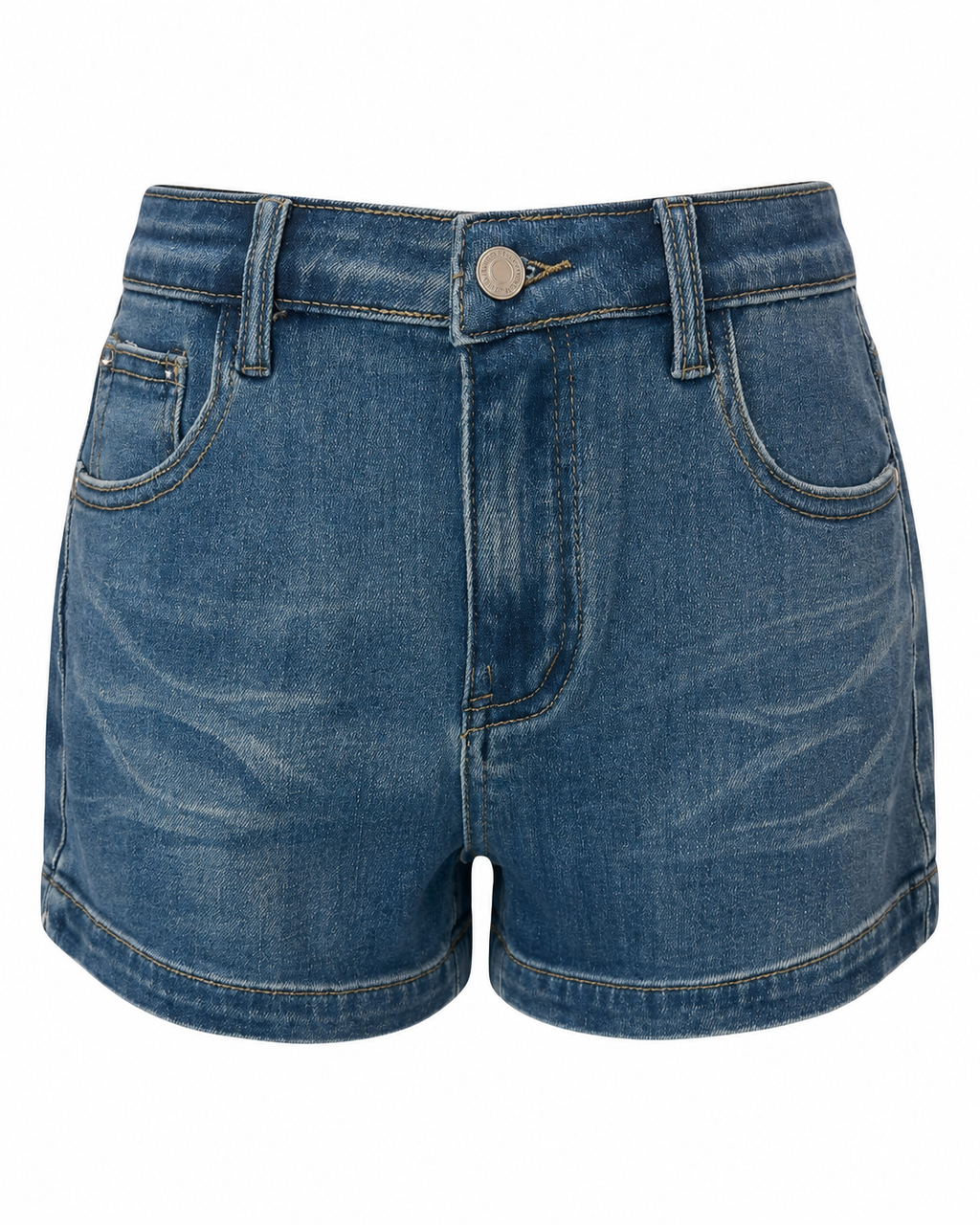 STRETCH DENIM SHORTS WITH WAIST SCARF
