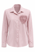HEART DETAIL STRIPED SHIRT