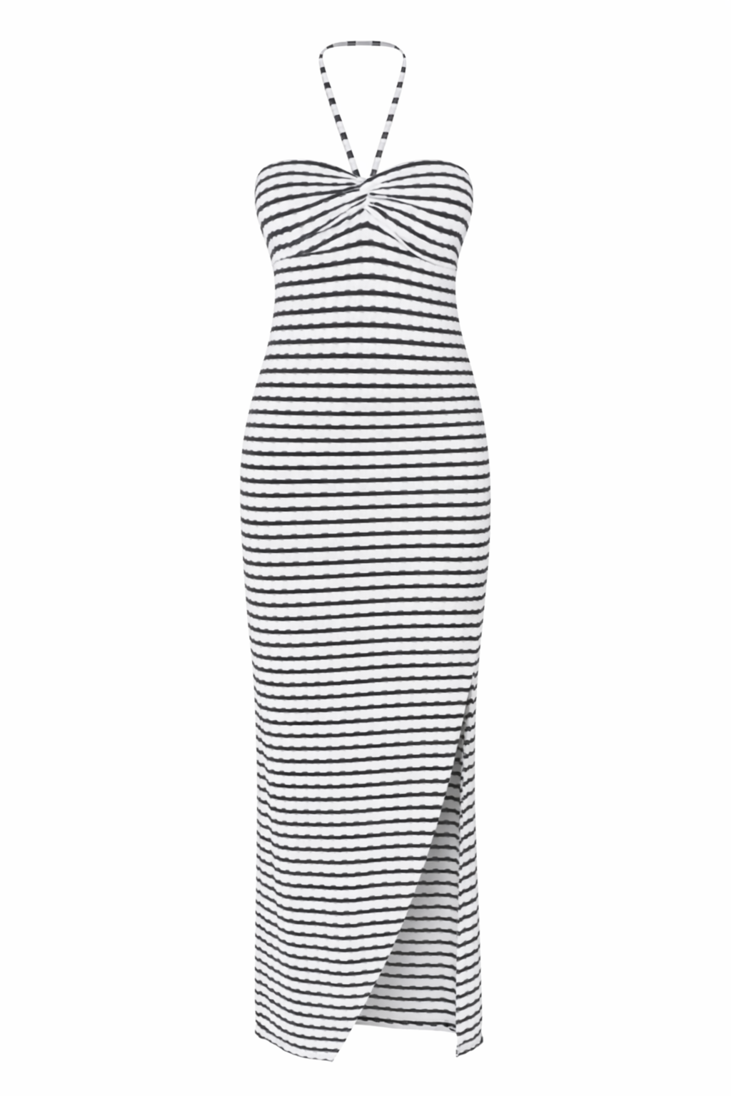 STRIPED TWIST-FRONT MAXI DRESS