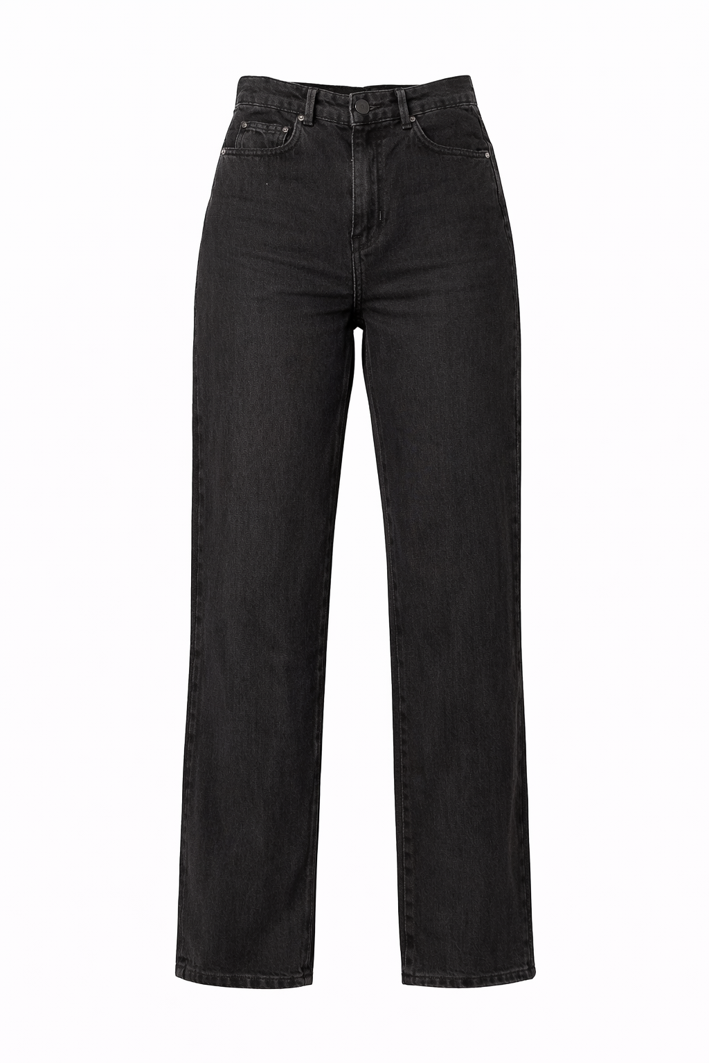 BLACK STRAIGHT-LEG JEANS